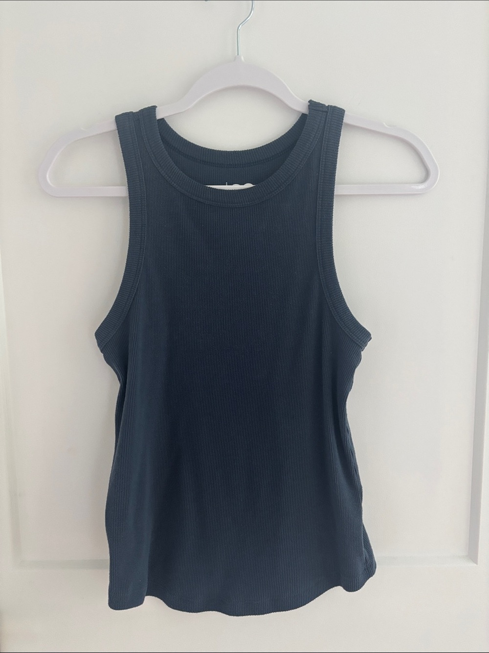 SO Ribbed High Neck Tank Top in Dark Blue